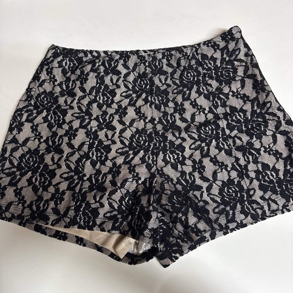 Nikibiki Black Lace Overlay Shorts with Cream Lining